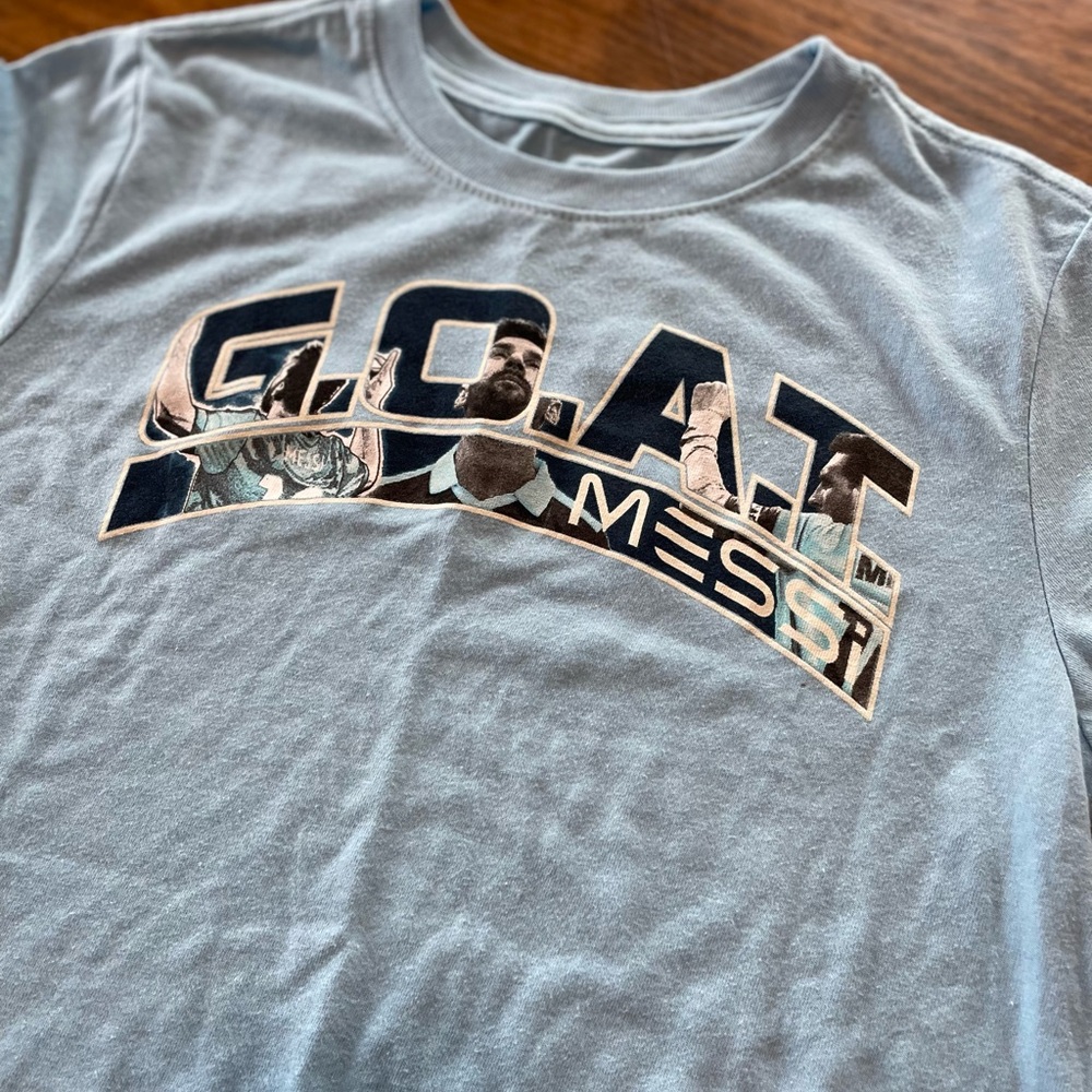 Messi Collection Goat Soccer Blue Cotton Graphic T-Shirt, Boys 7, NWT